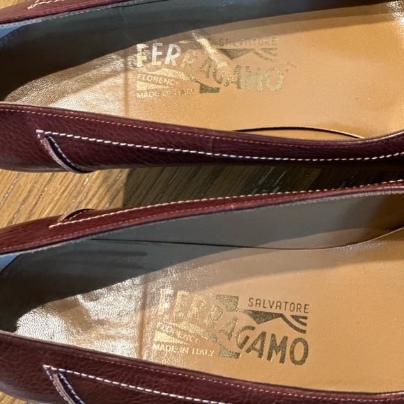 EUC Salvatore Ferragamo Muriel Pump Block Heels Pointed Toe Brn Leather Sz 8.5b - Picture 6 of 7